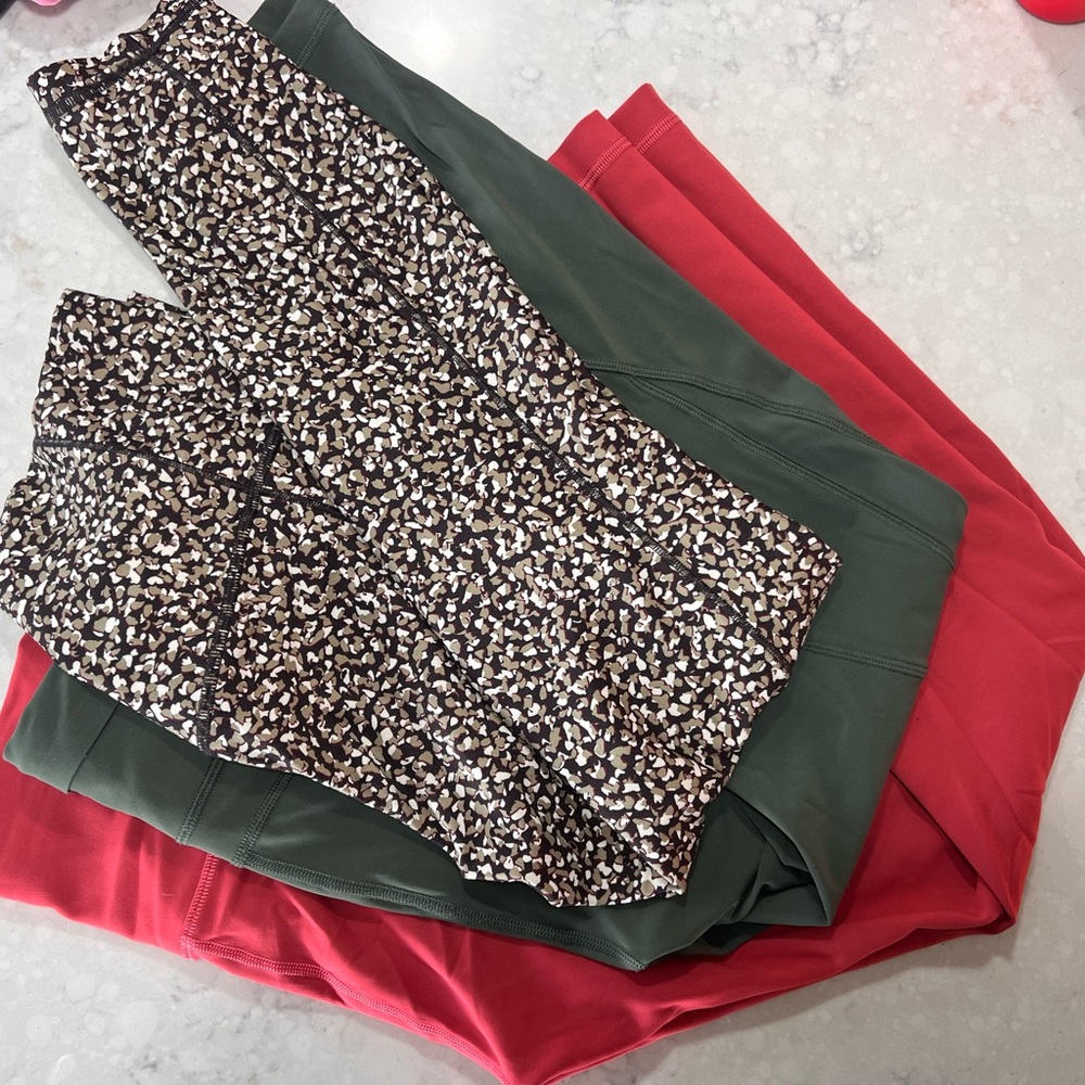 Lululemon, Athleta Women's Yoga Pants Set - Green, Red, and Patterned
